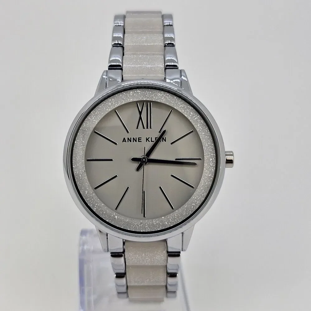 Anne Klein Women's Watch 37MM White Dial Two Tone Bracelet Band 7